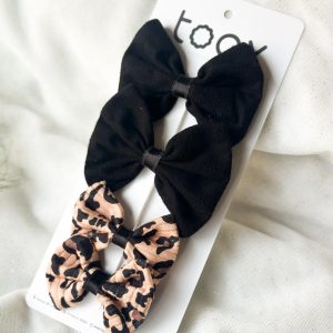Black & Leopard Print Hair Clip Set
