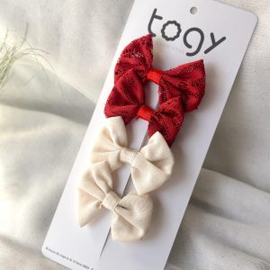 Red Lace & Ecru Hair Clip Set