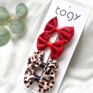 Kırmızı Dantel ve Leopar Desenli Toka Seti