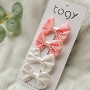 Dantel Kumaş Saç Tokası - Pembe & Beyaz