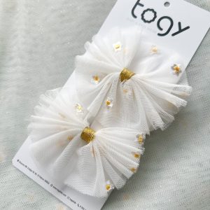 Daisy Pattern Tulle Hair Clip Set