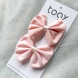 PINK SOFT TEXTURED BOW BUCKLE SET