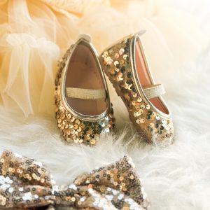 Gold coin sequin girl baby kids shoes